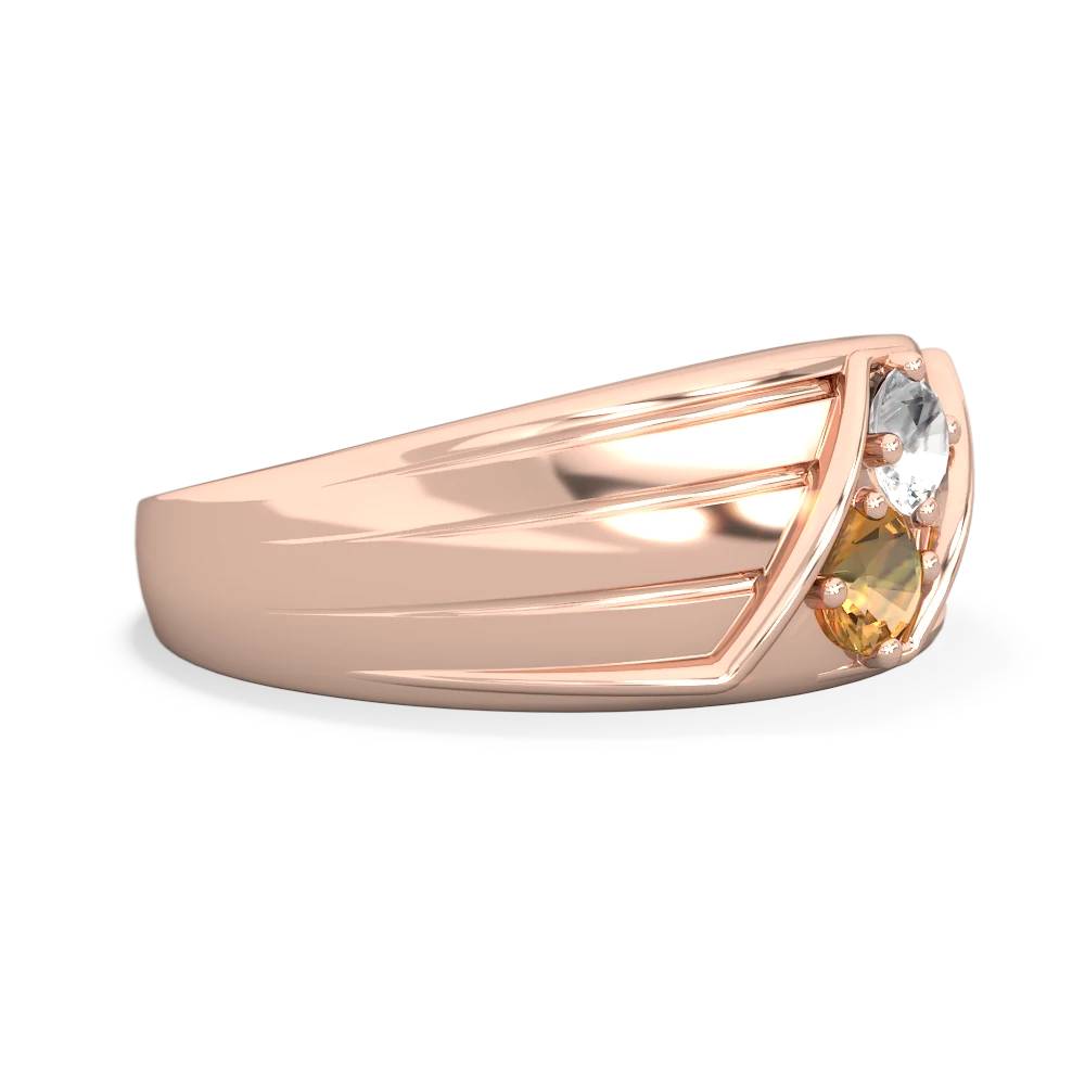 White Topaz Men's Streamline 14K Rose Gold ring R0460