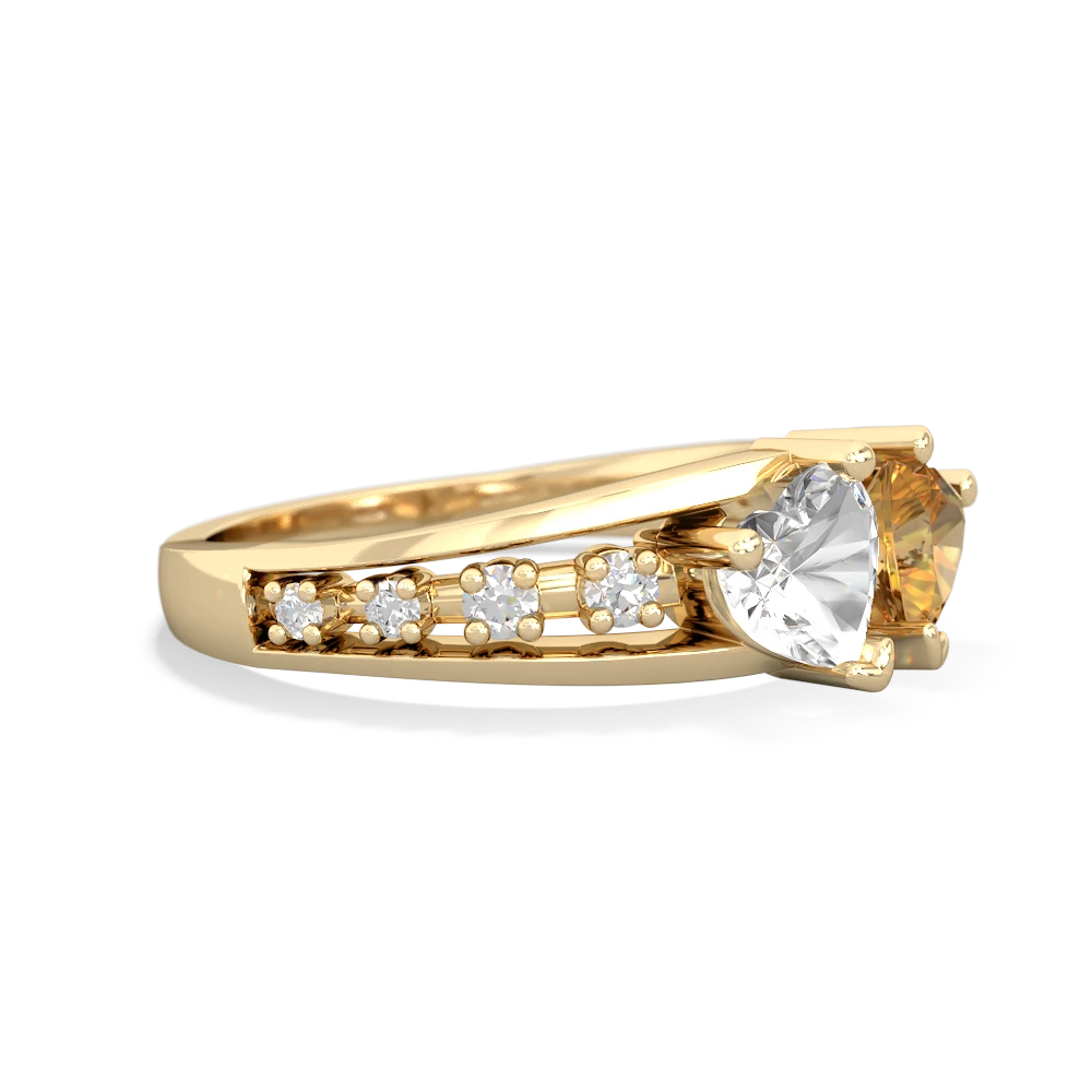 White Topaz Heart To Heart 14K Yellow Gold ring R3342