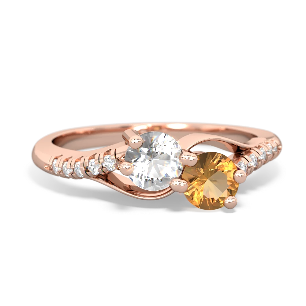 White Topaz Infinity Pave Two Stone 14K Rose Gold ring R5285