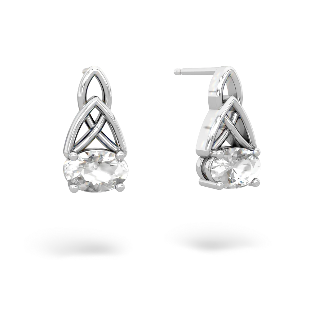 White Topaz Celtic Trinity Knot 14K White Gold earrings E2389