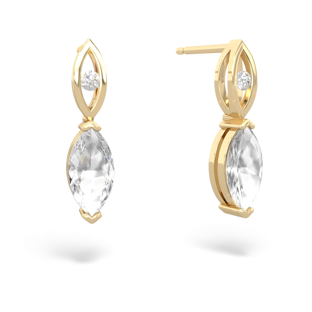 White Topaz Marquise Drop 14K Yellow Gold earrings E5333