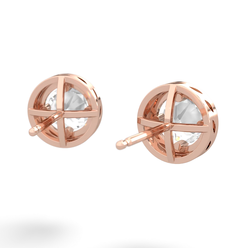 White Topaz Halo 14K Rose Gold earrings E5320