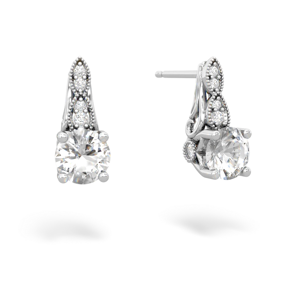 White Topaz Antique Elegance 14K White Gold earrings E3100