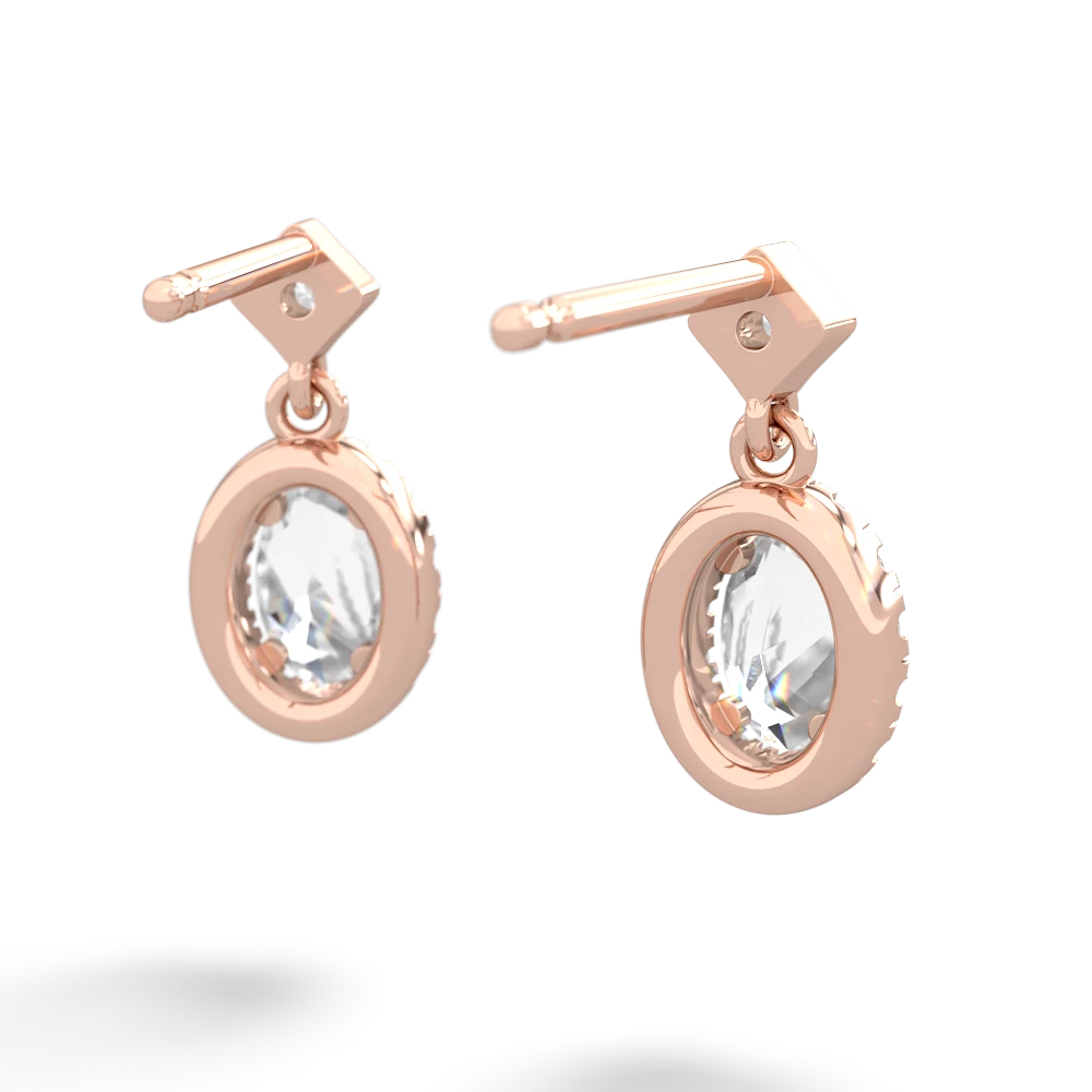 White Topaz Antique-Style Halo 14K Rose Gold earrings E5720