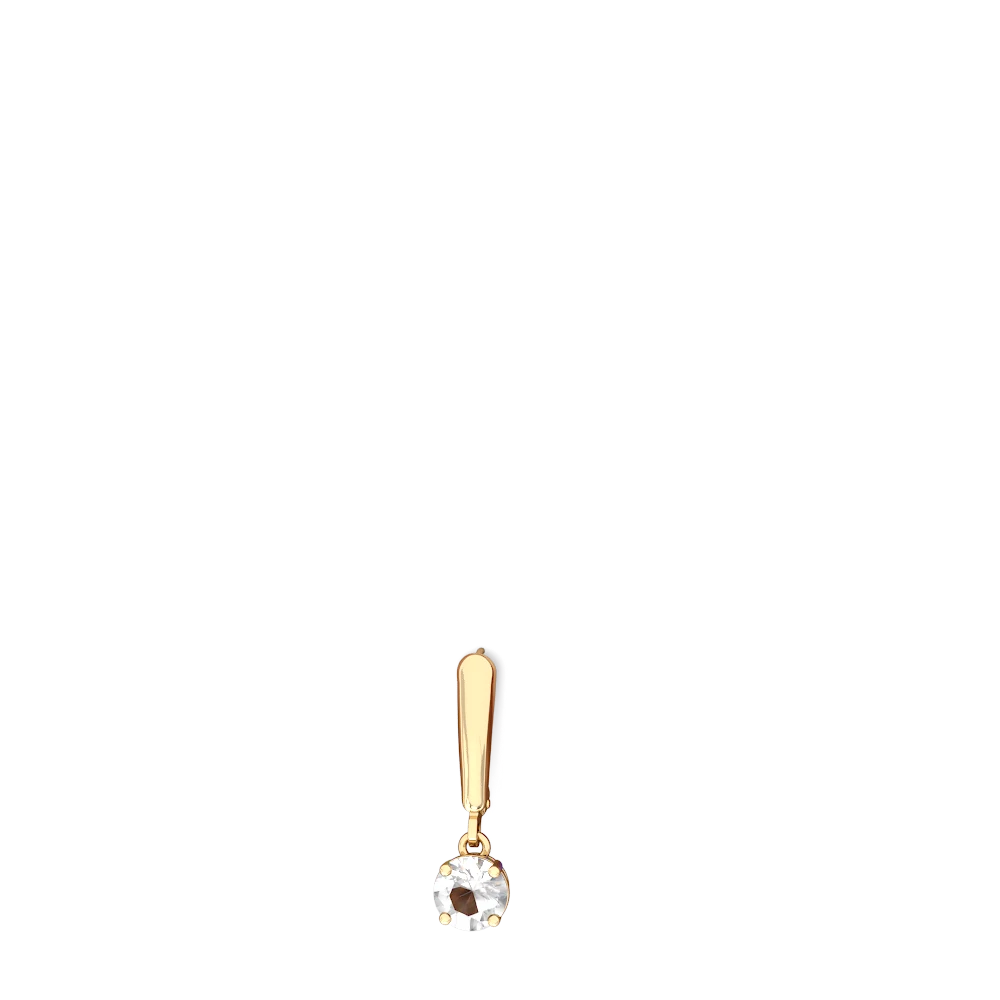 White Topaz 6Mm  Round Lever Back 14K Yellow Gold earrings E2786