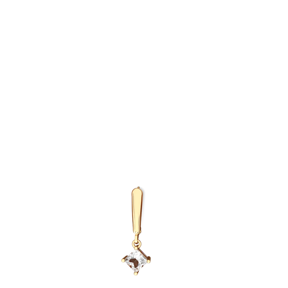White Topaz 6Mm Princess Lever Back 14K Yellow Gold earrings E2789