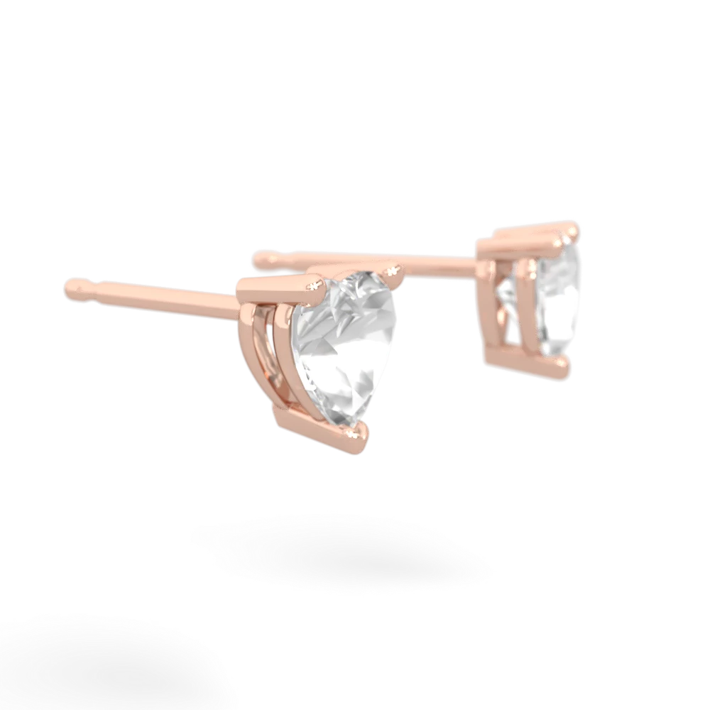 White Topaz 5Mm Heart Stud 14K Rose Gold earrings E1861