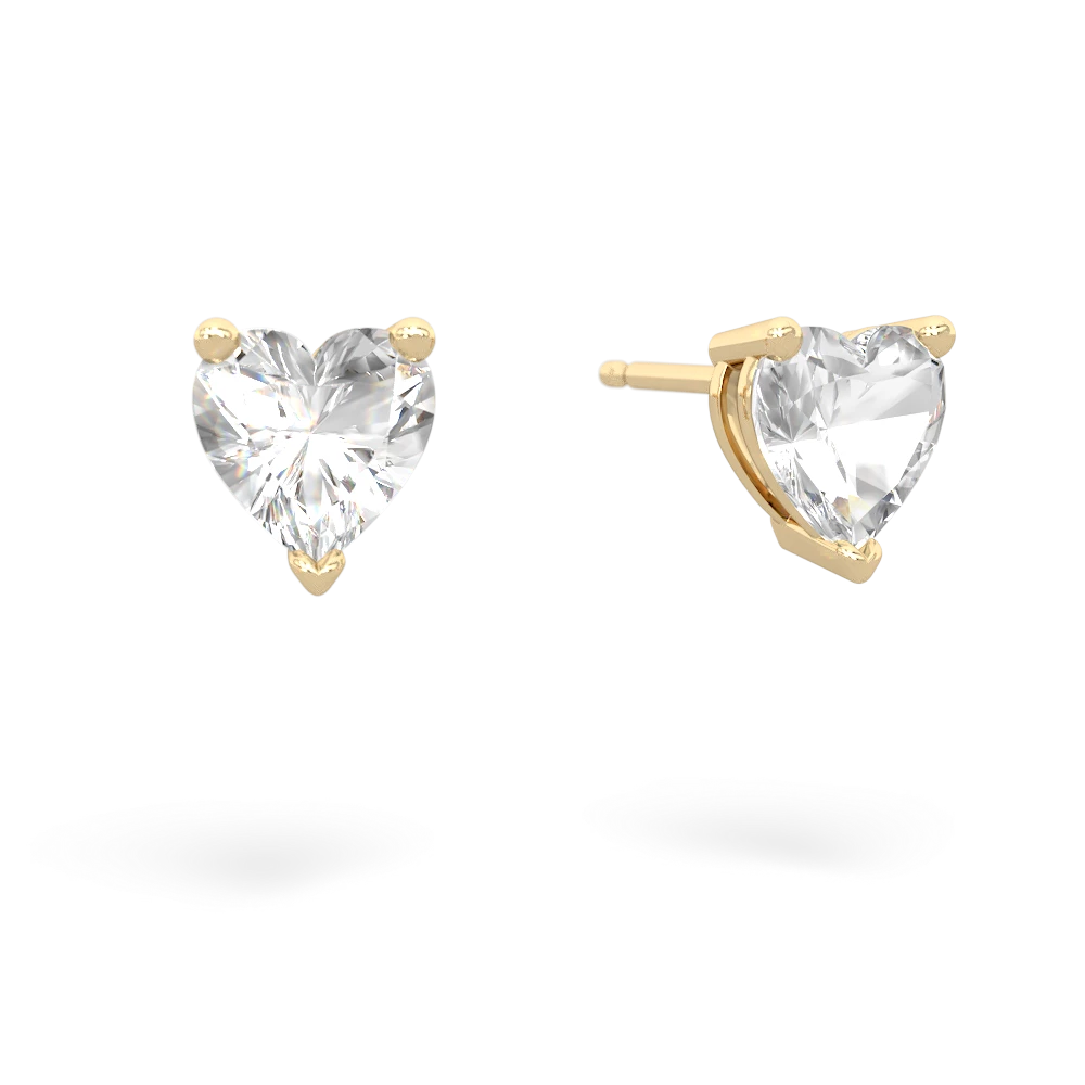 White Topaz 6Mm Heart Stud 14K Yellow Gold earrings E1862