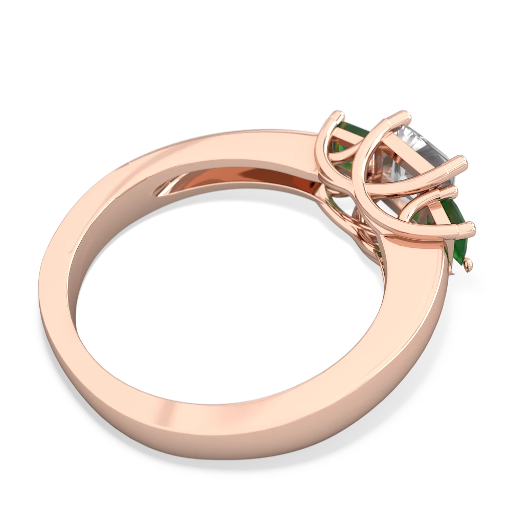 White Topaz Three Stone Trellis 14K Rose Gold ring R4015