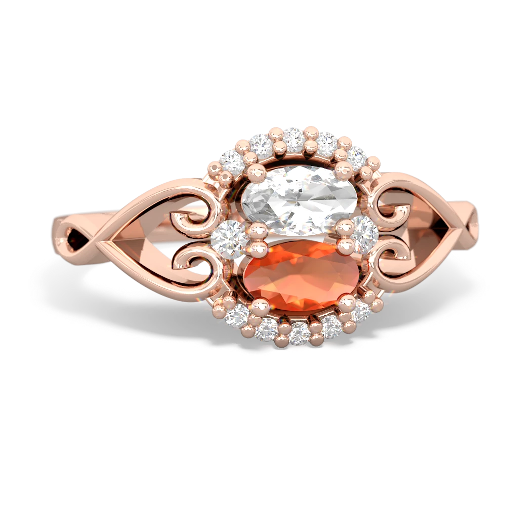 White Topaz Love Nest 14K Rose Gold ring R5860