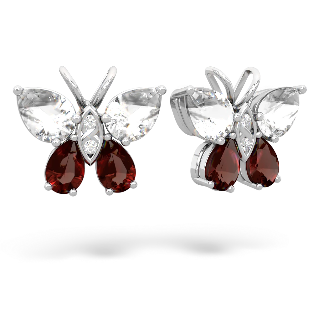 White Topaz Butterfly 14K White Gold earrings E2215