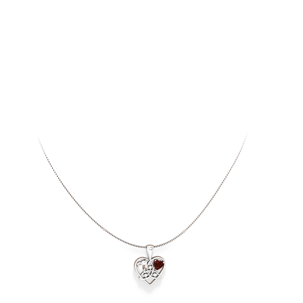 White Topaz Celtic Trinity Heart 14K White Gold pendant P5331