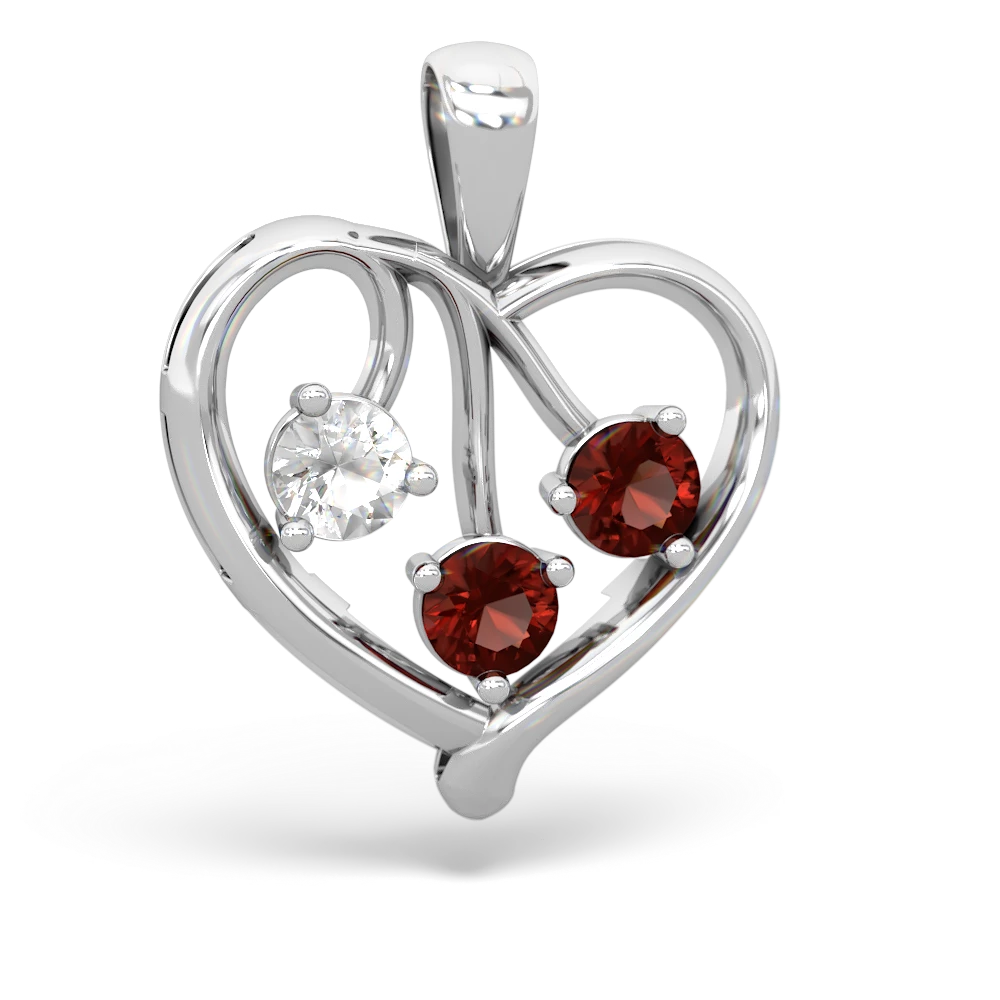 White Topaz Glowing Heart 14K White Gold pendant P2233