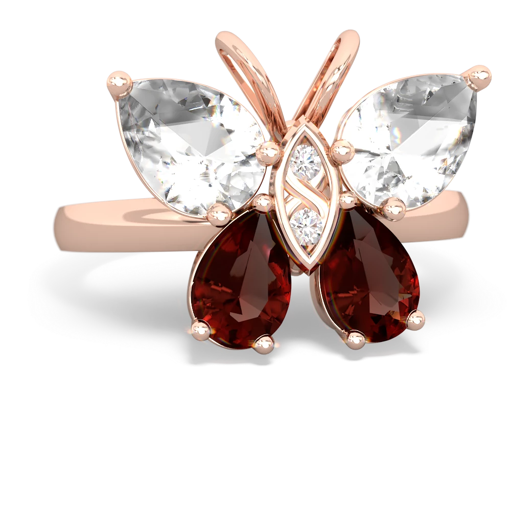 White Topaz Butterfly 14K Rose Gold ring R2215