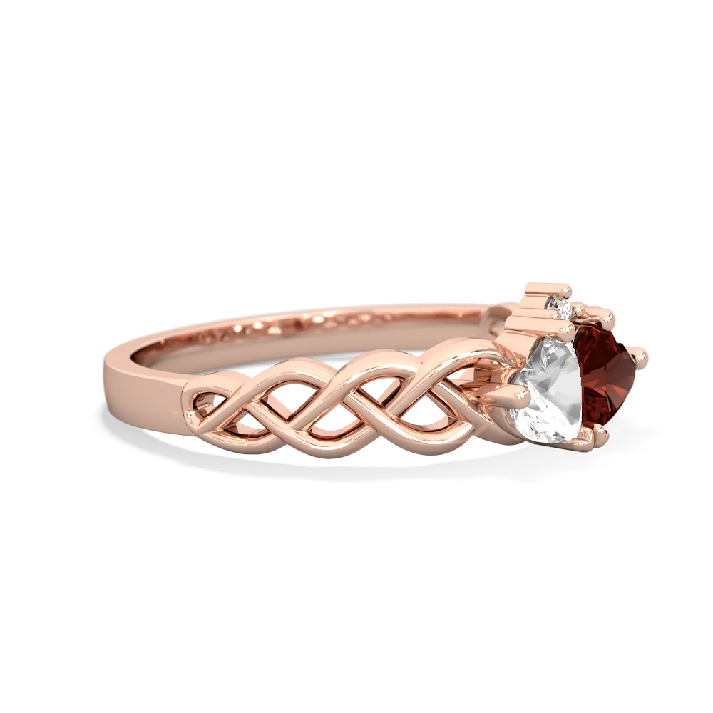 White Topaz Heart To Heart Braid 14K Rose Gold ring R5870