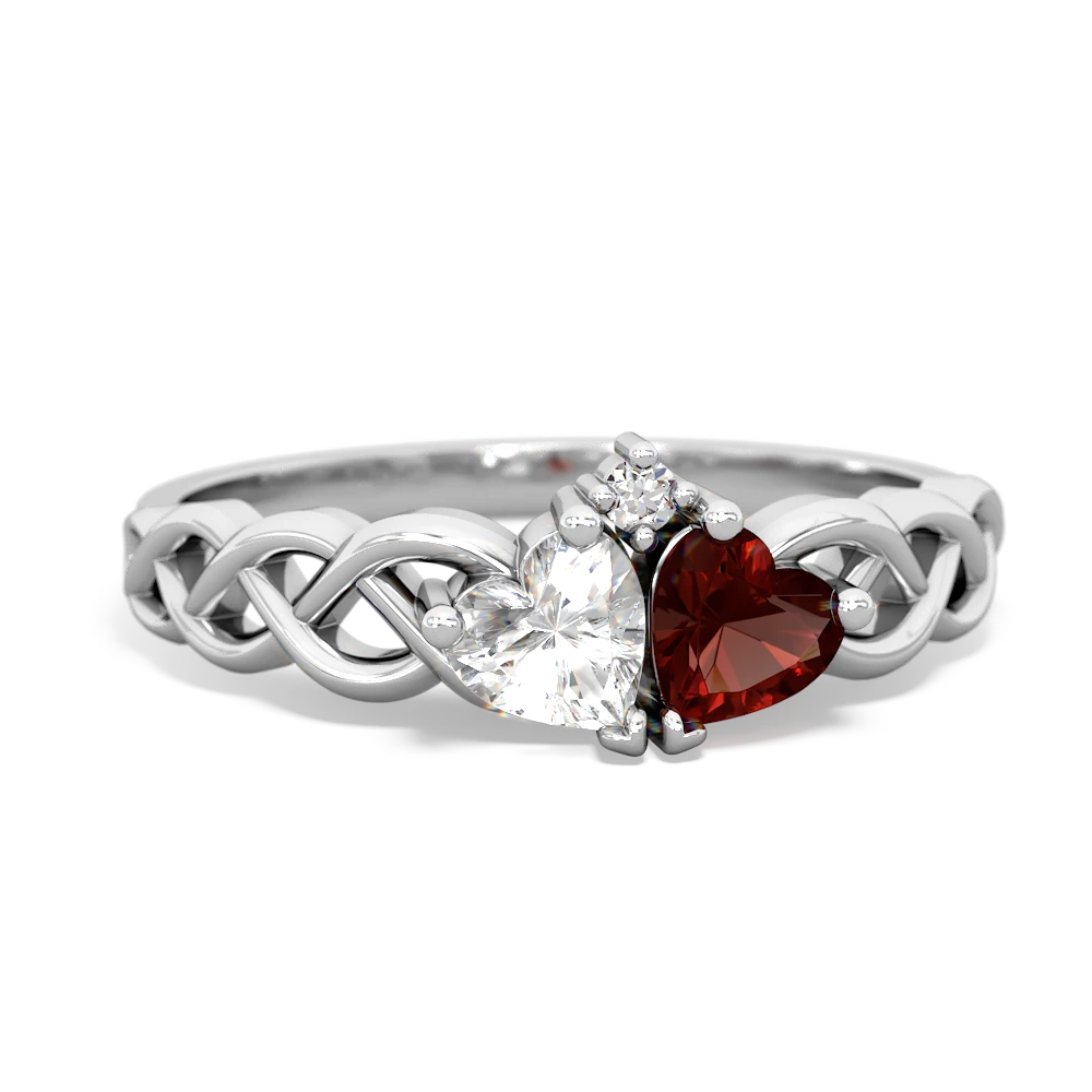 White Topaz Heart To Heart Braid 14K White Gold ring R5870