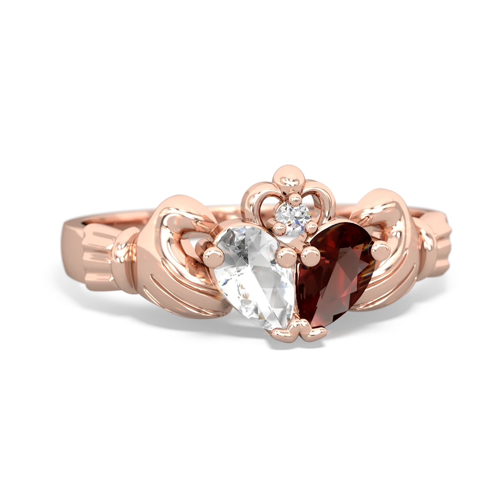 White Topaz 'Our Heart' Claddagh 14K Rose Gold ring R2388