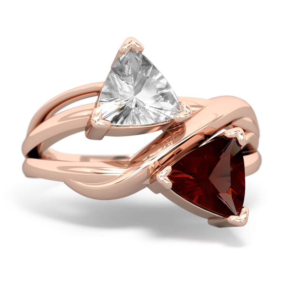 White Topaz Split Band Swirl 14K Rose Gold ring R2341