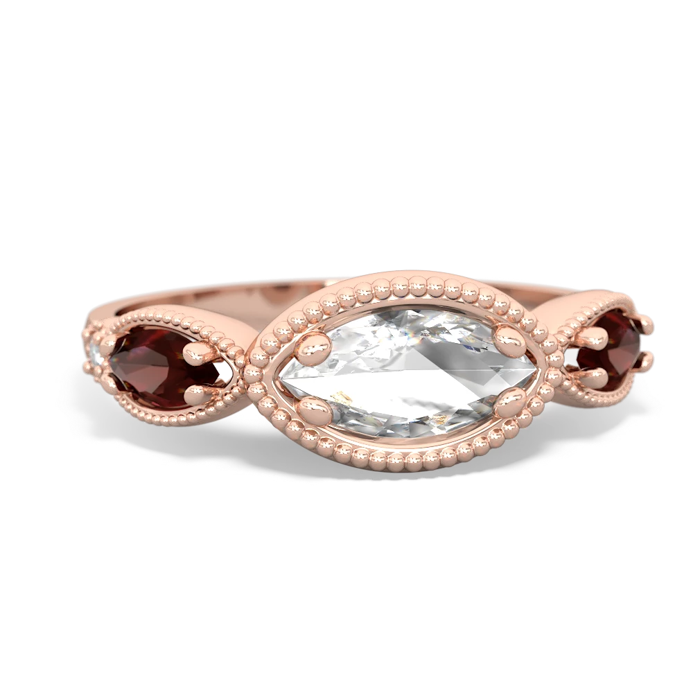 White Topaz Milgrain Marquise 14K Rose Gold ring R5700