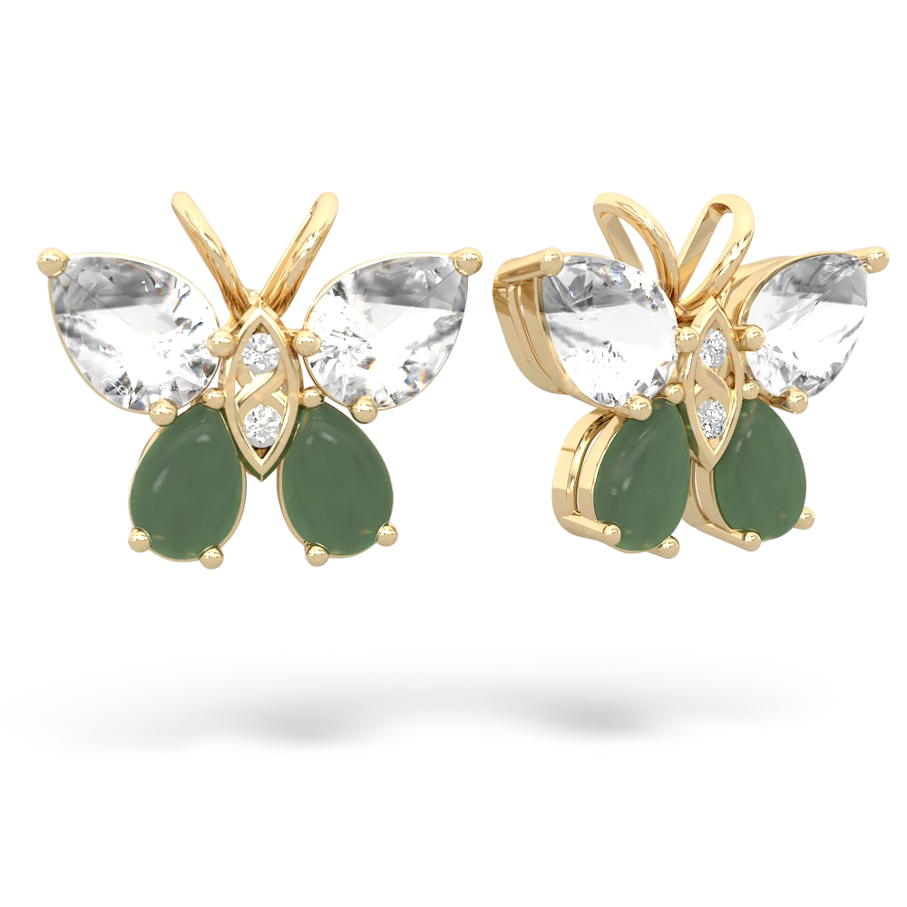 White Topaz Butterfly 14K Yellow Gold earrings E2215