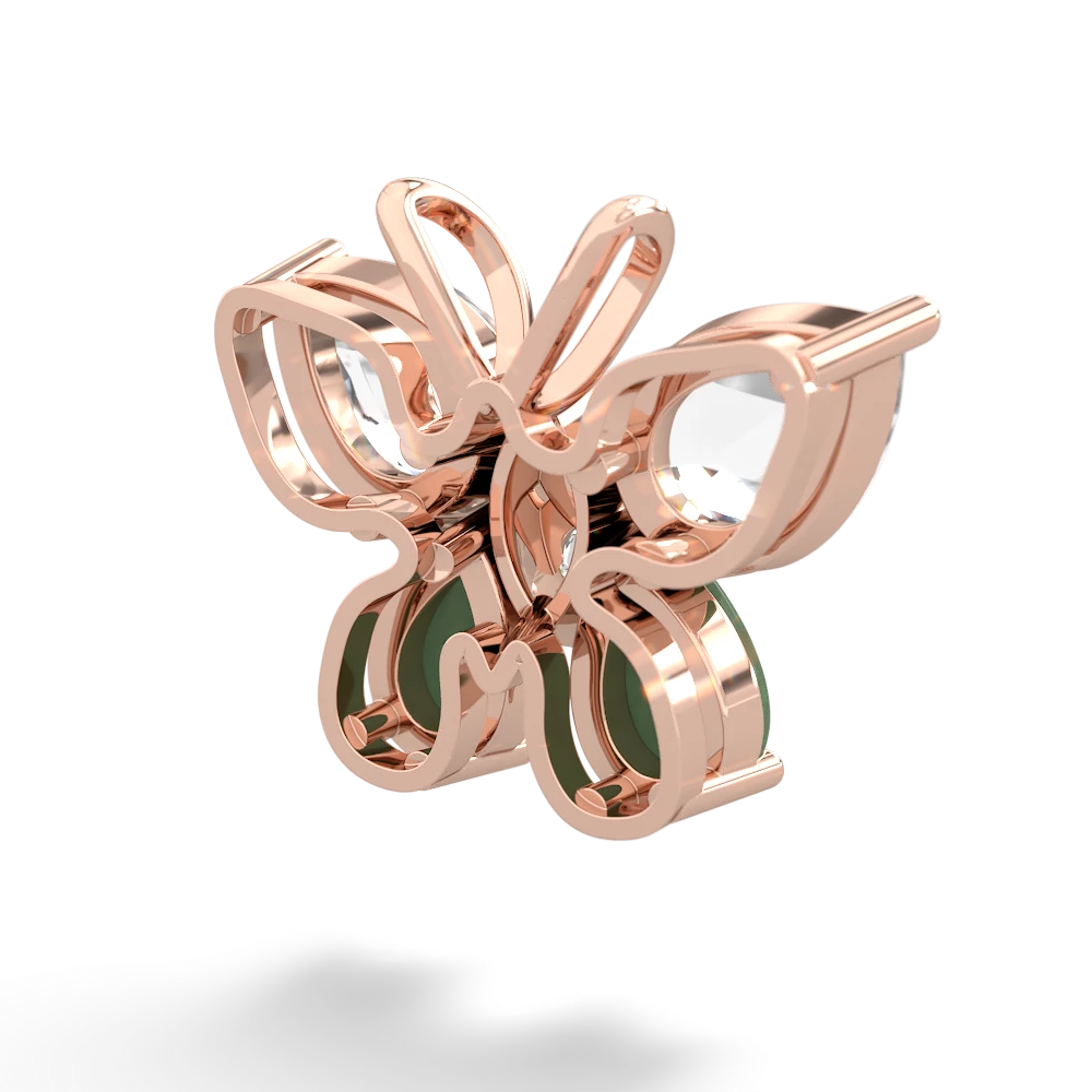 White Topaz Butterfly 14K Rose Gold pendant P2215