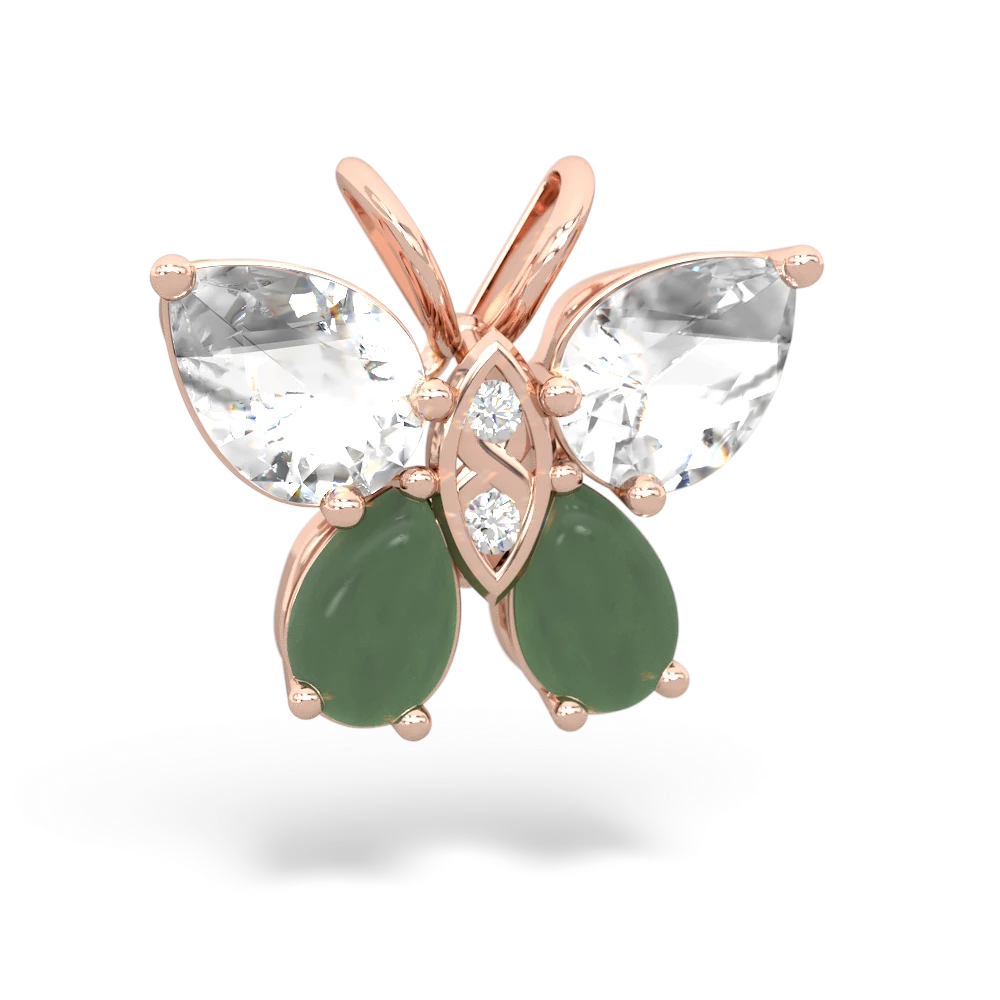 White Topaz Butterfly 14K Rose Gold pendant P2215