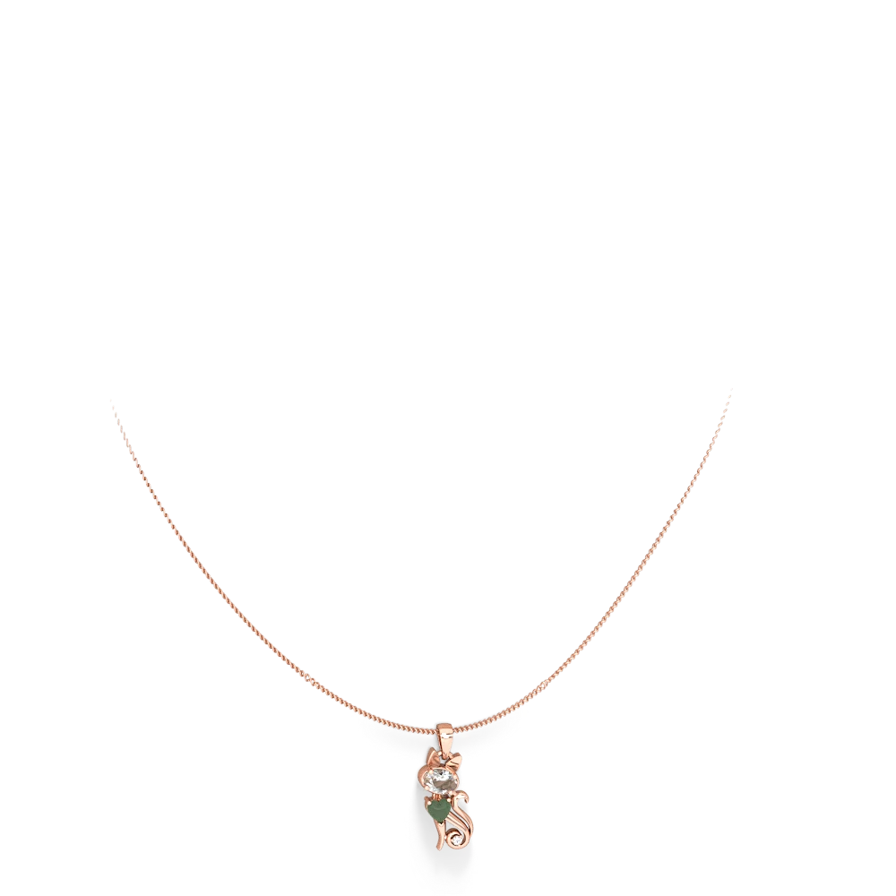 White Topaz Kitten 14K Rose Gold pendant P5780