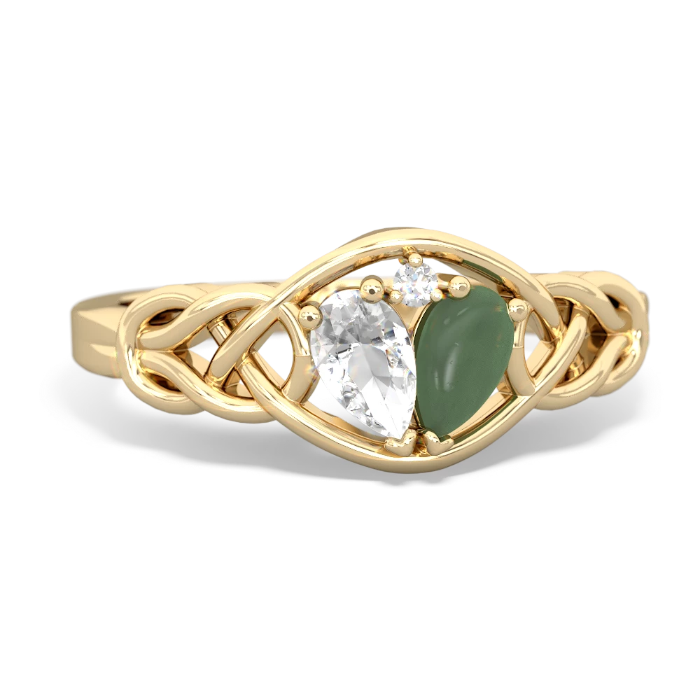 White Topaz Celtic Love Knot 14K Yellow Gold ring R5420