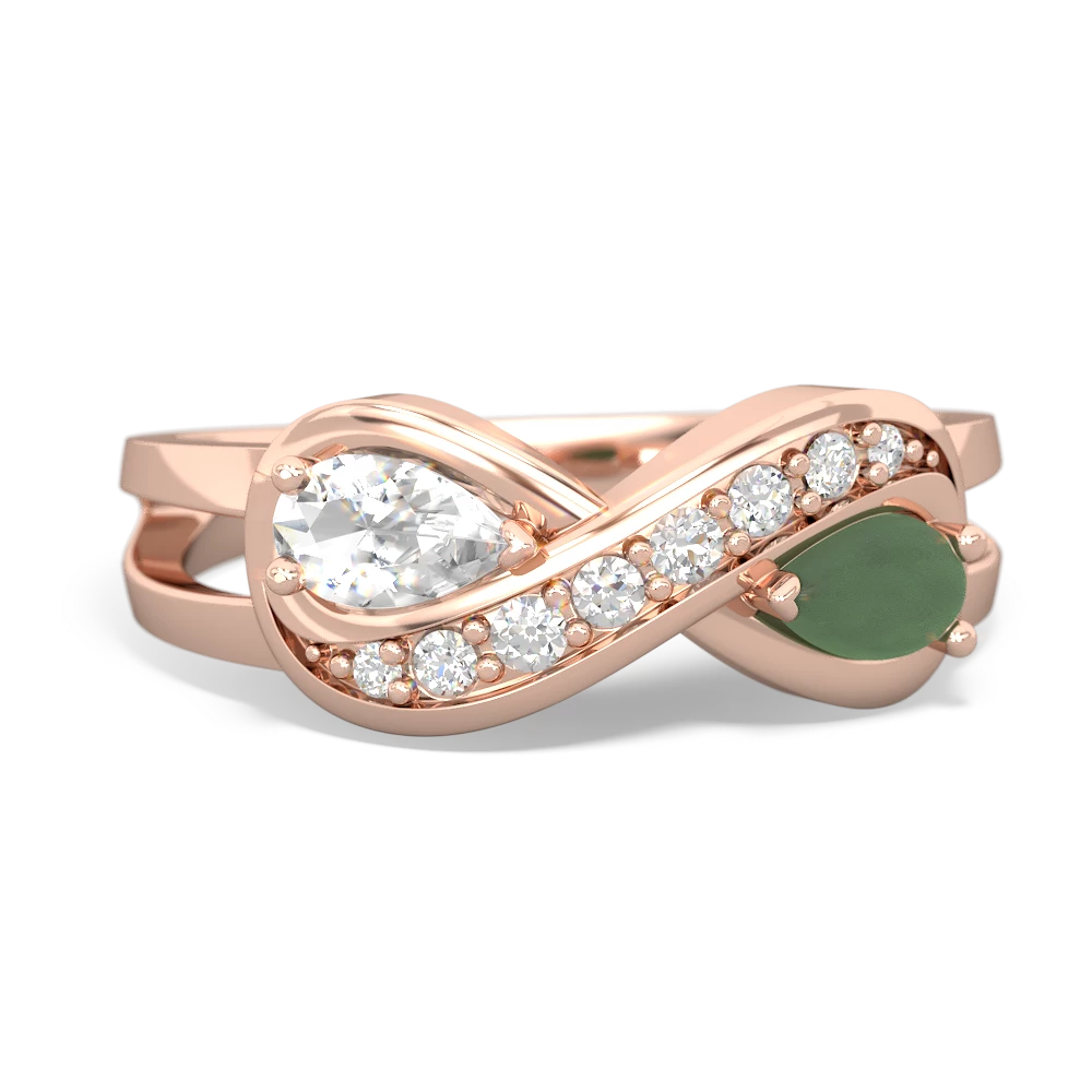 White Topaz Diamond Infinity 14K Rose Gold ring R5390