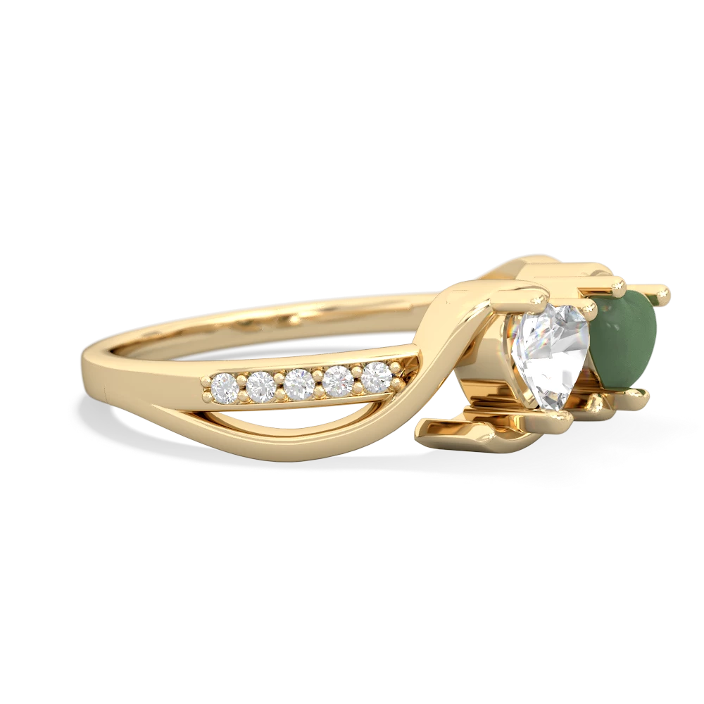 White Topaz Side By Side 14K Yellow Gold ring R3090