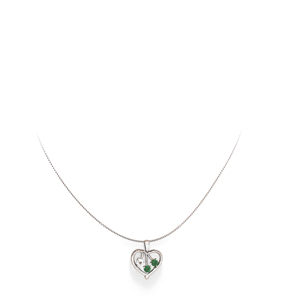 White Topaz Glowing Heart 14K White Gold pendant P2233