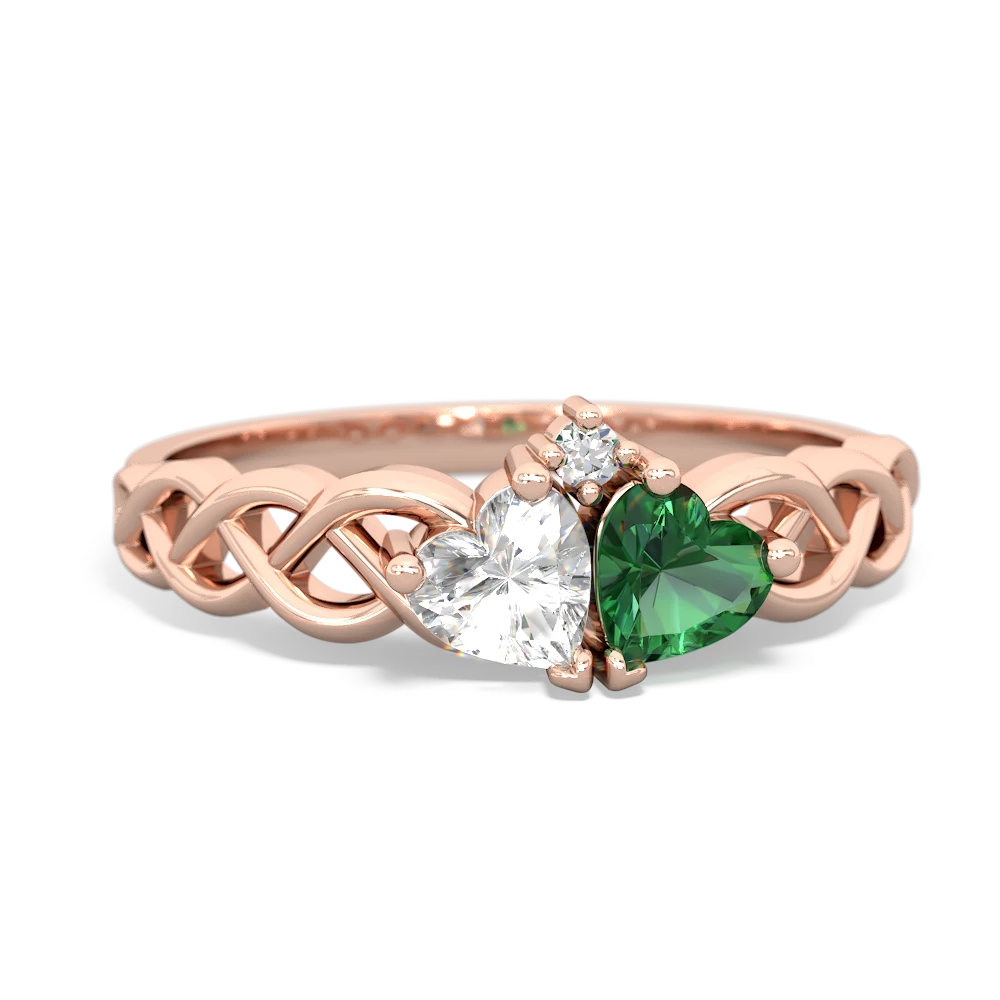 White Topaz Heart To Heart Braid 14K Rose Gold ring R5870