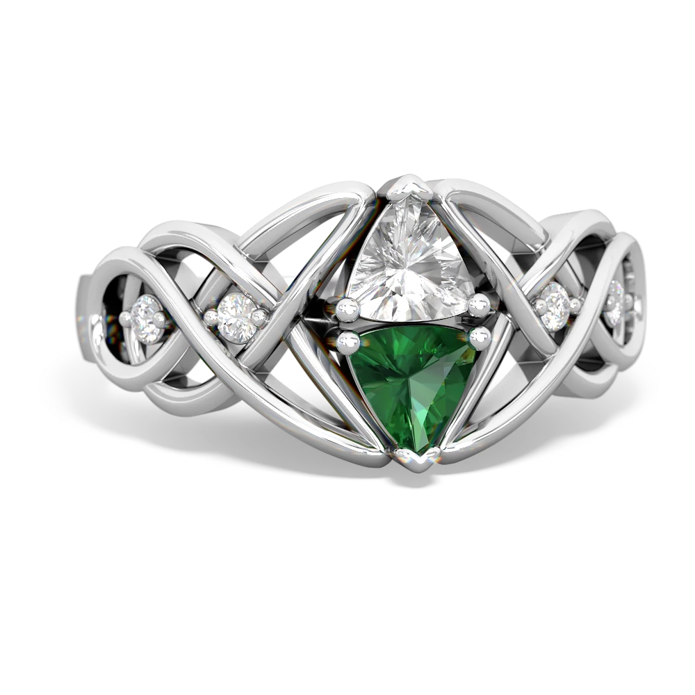 White Topaz Keepsake Celtic Knot 14K White Gold ring R5300