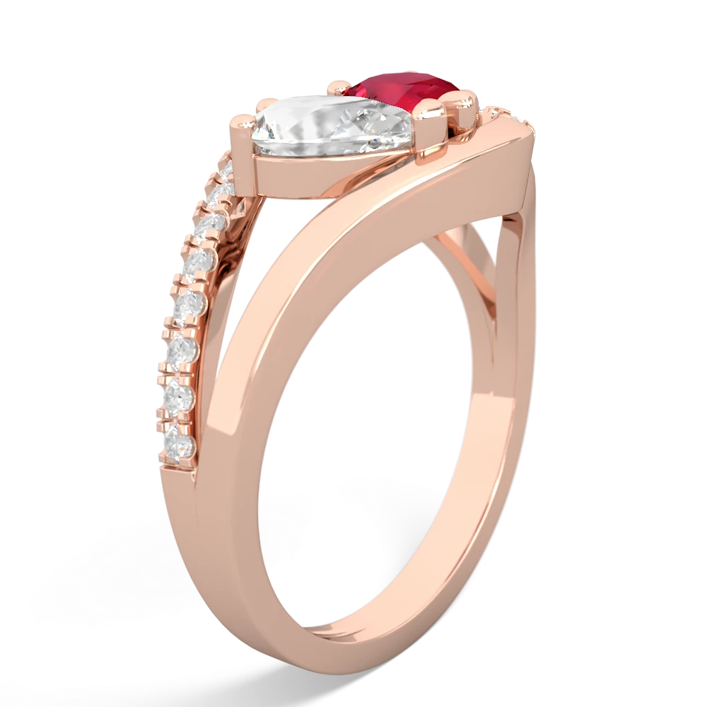 White Topaz Nestled Heart Keepsake 14K Rose Gold ring R5650