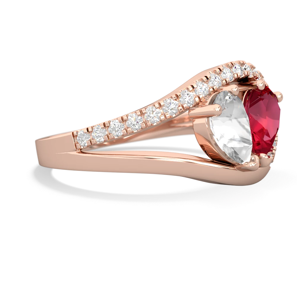 White Topaz Nestled Heart Keepsake 14K Rose Gold ring R5650