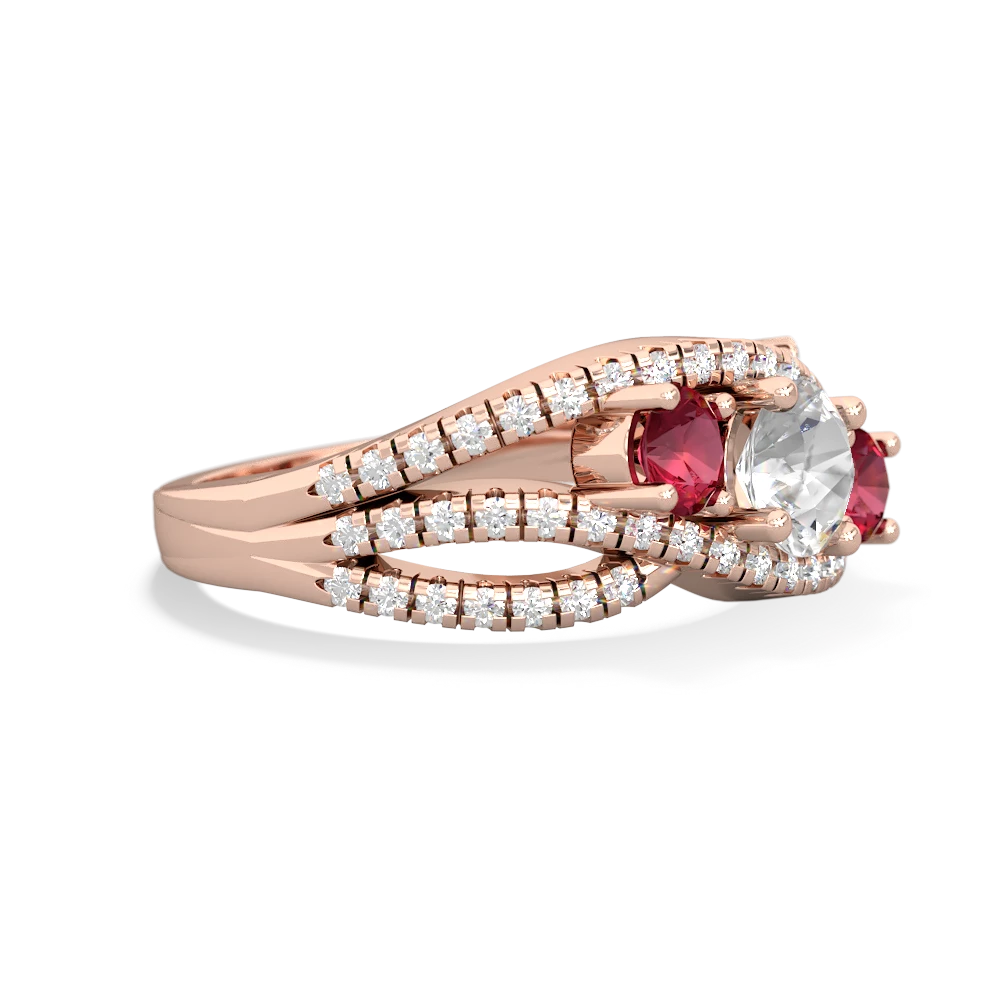 White Topaz Three Stone Aurora 14K Rose Gold ring R3080