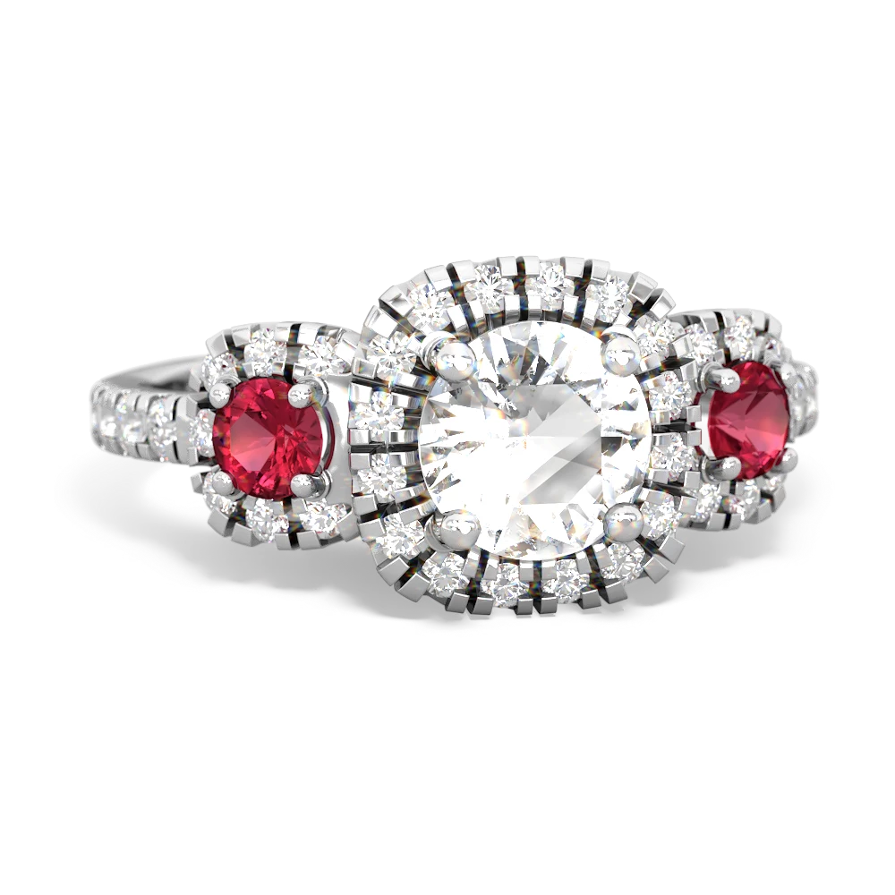 White Topaz Regal Halo 14K White Gold ring R5350