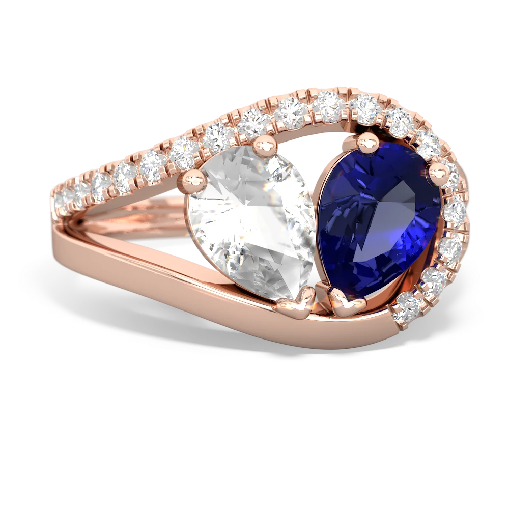 White Topaz Nestled Heart Keepsake 14K Rose Gold ring R5650