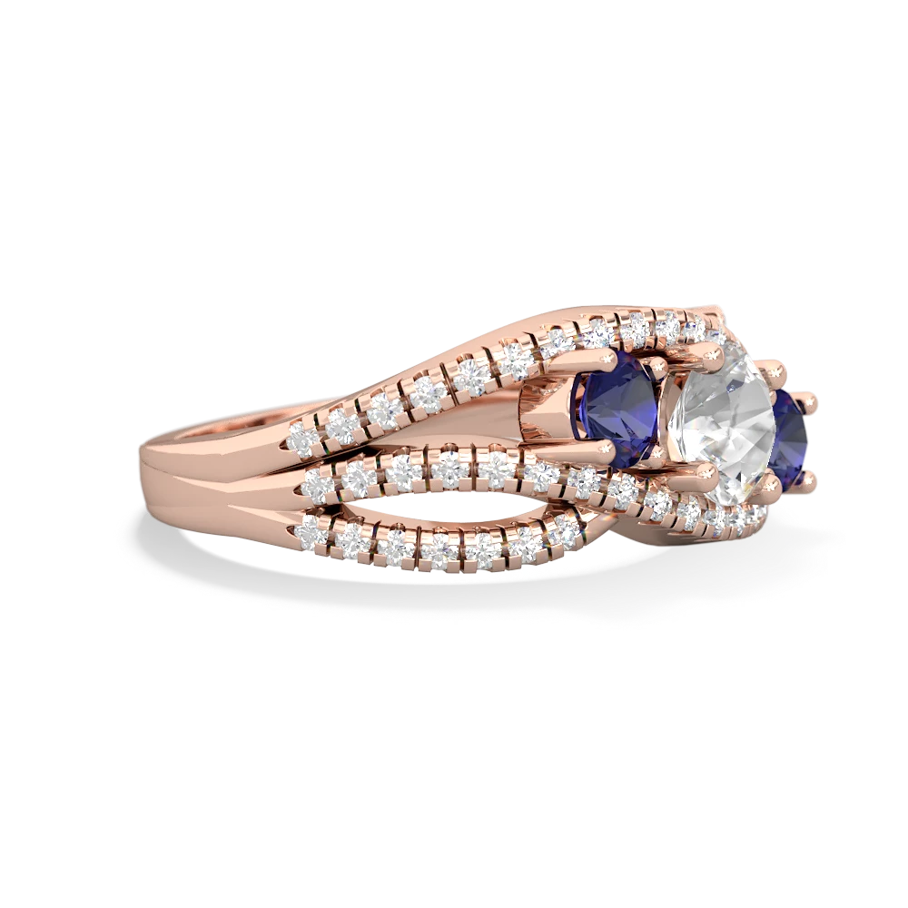 White Topaz Three Stone Aurora 14K Rose Gold ring R3080