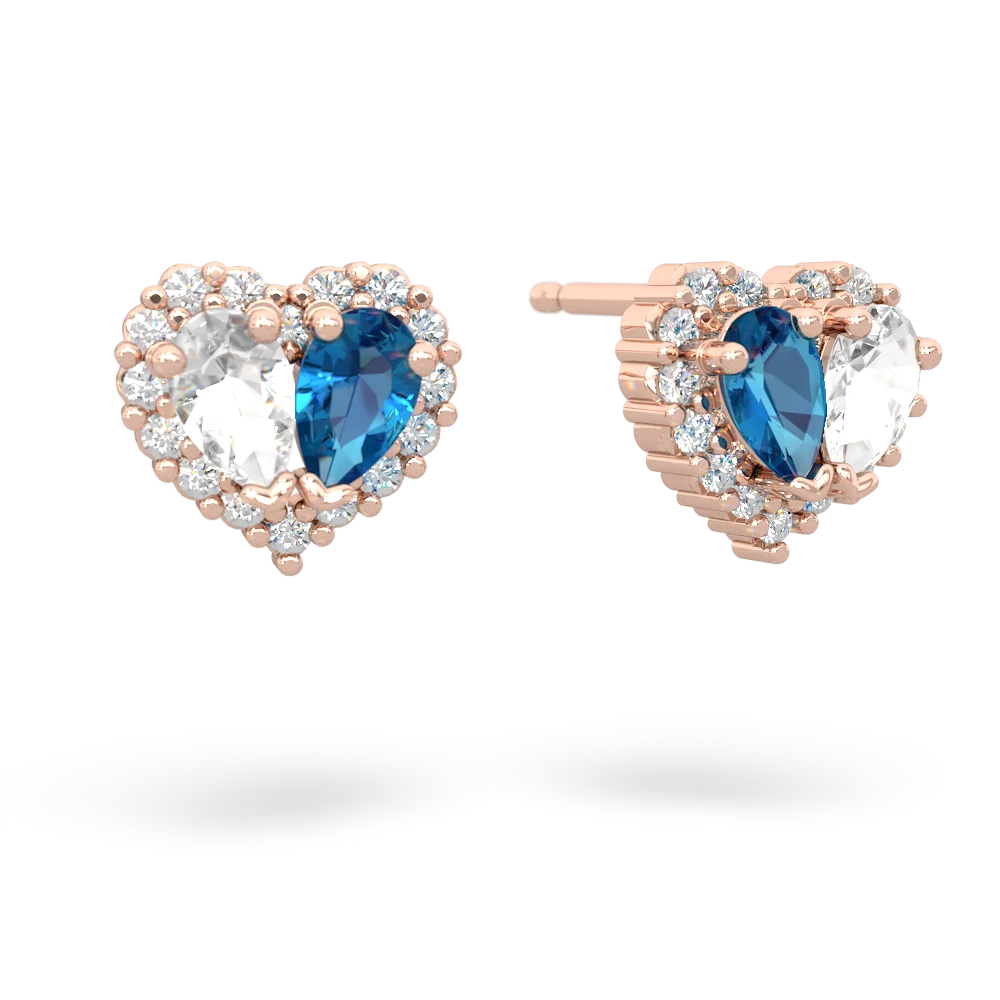 White Topaz Halo 14K Rose Gold earrings E7008