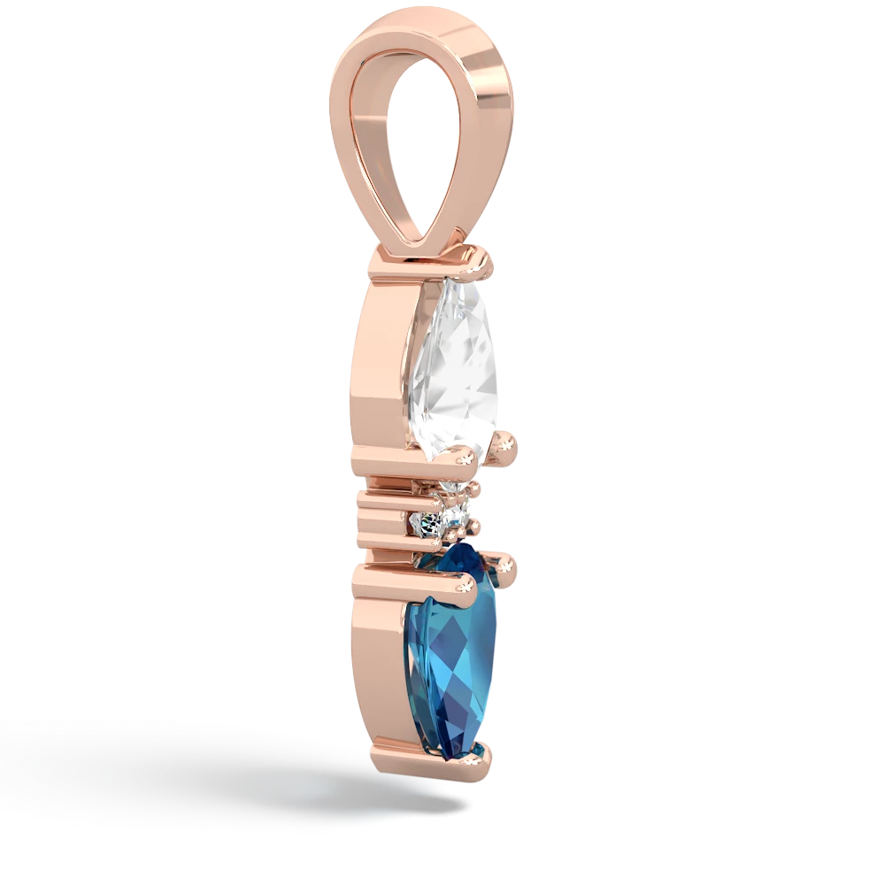 White Topaz Bowtie Drop 14K Rose Gold pendant P0865