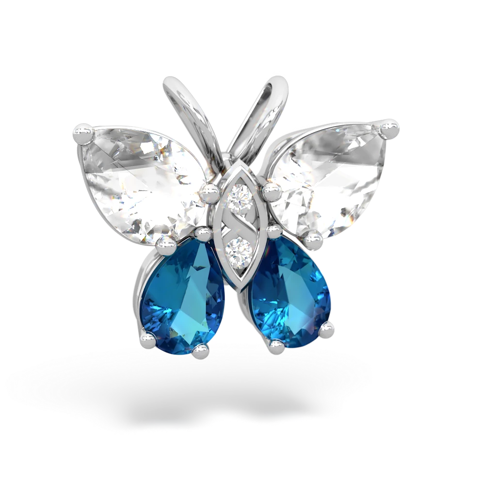 White Topaz Butterfly 14K White Gold pendant P2215