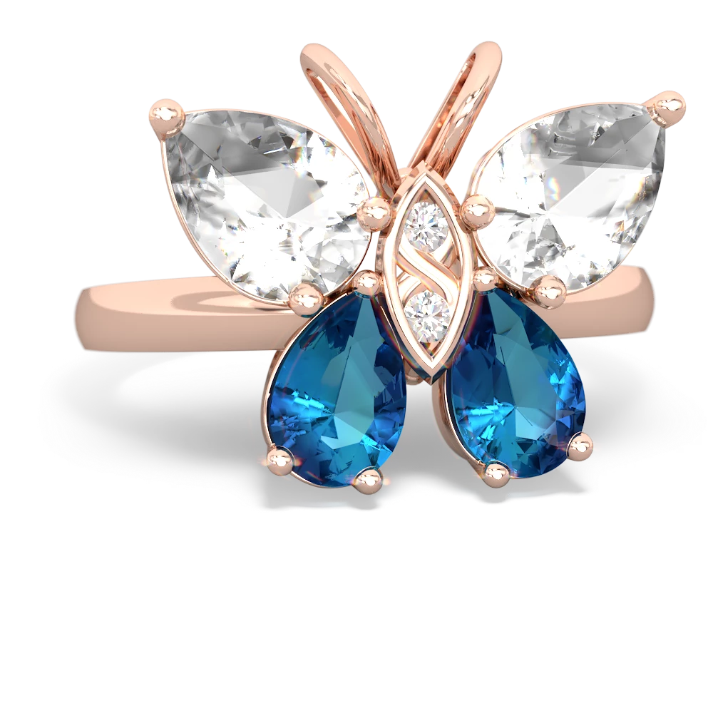 White Topaz Butterfly 14K Rose Gold ring R2215