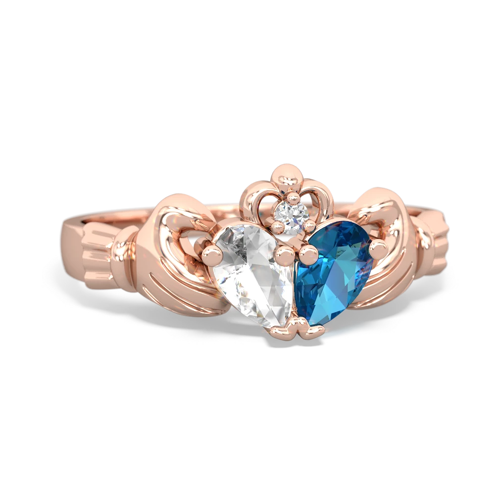 White Topaz 'Our Heart' Claddagh 14K Rose Gold ring R2388