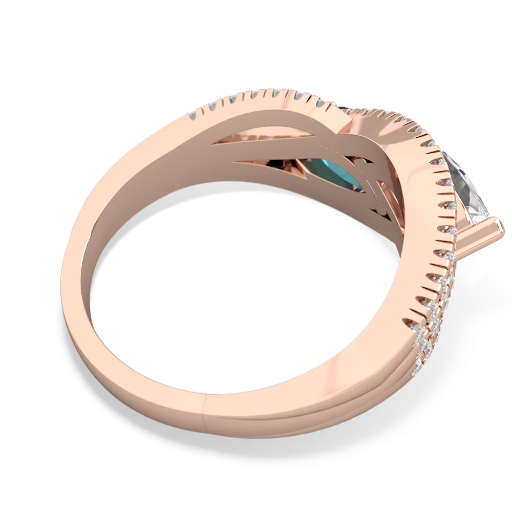 White Topaz Diamond Rivers 14K Rose Gold ring R3070