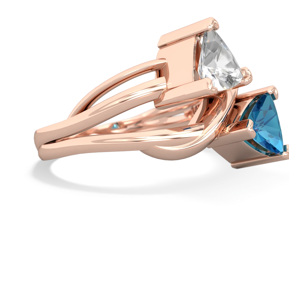 White Topaz Split Band Swirl 14K Rose Gold ring R2341