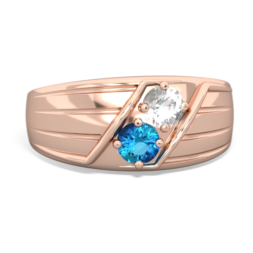 White Topaz Men's Streamline 14K Rose Gold ring R0460