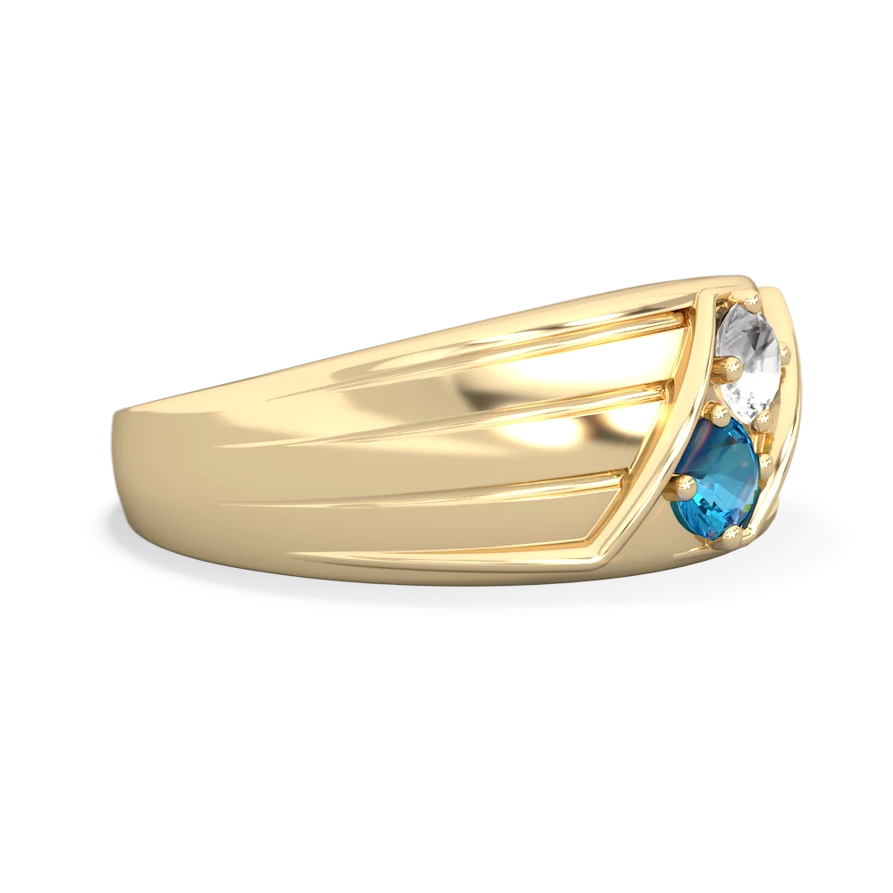 White Topaz Men's Streamline 14K Yellow Gold ring R0460