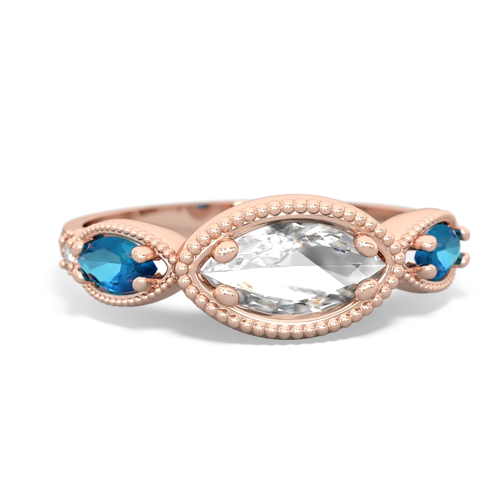 White Topaz Milgrain Marquise 14K Rose Gold ring R5700