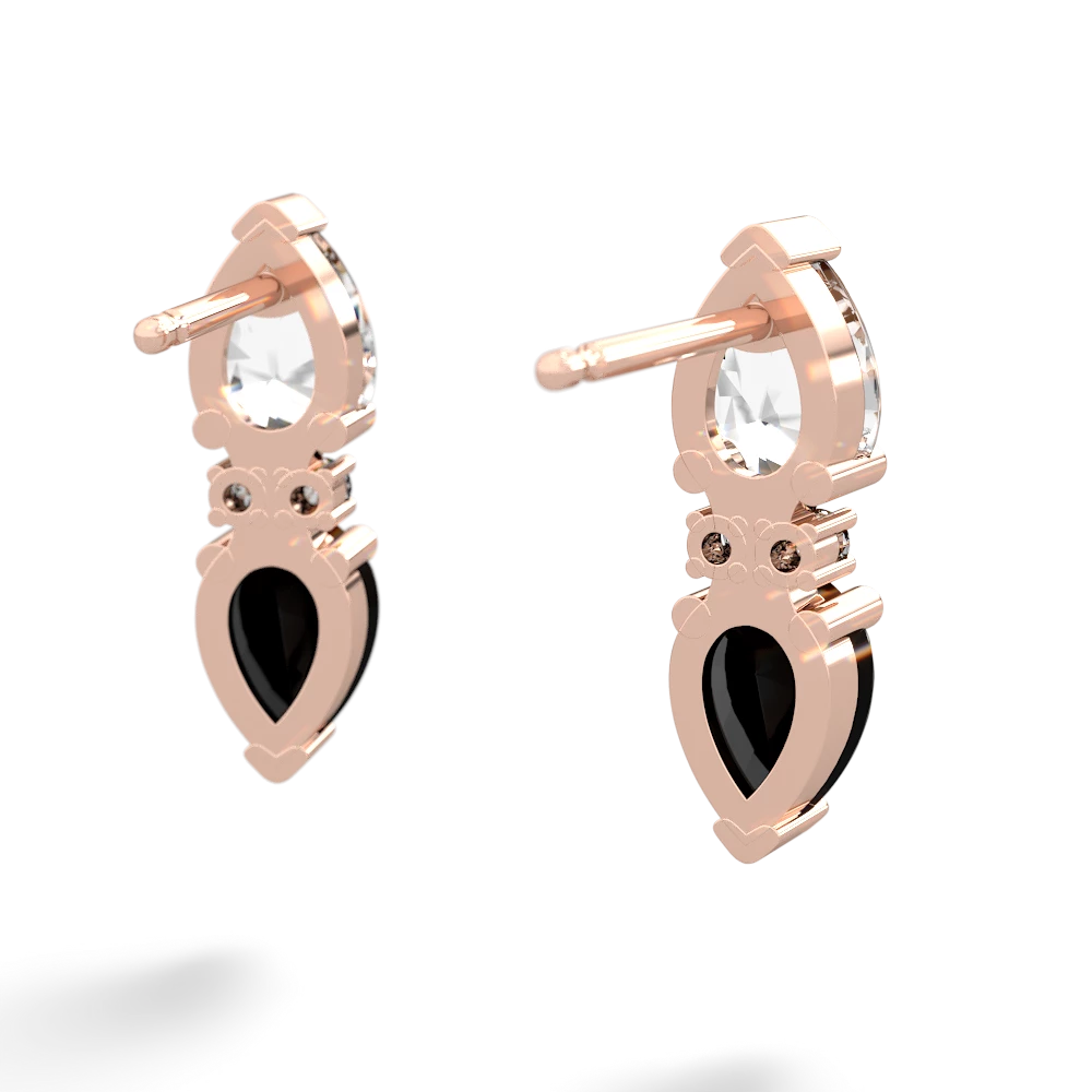 White Topaz Bowtie Drop 14K Rose Gold earrings E0865